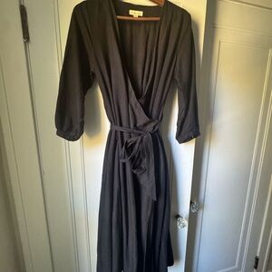 Tradlands Black Long Sleeve Wrap Dress